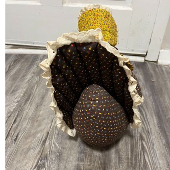 Vntg Rustic Fabric Turkey Doorstop "God Bless This Home" Weighted Countrycore - Picture 7 of 7